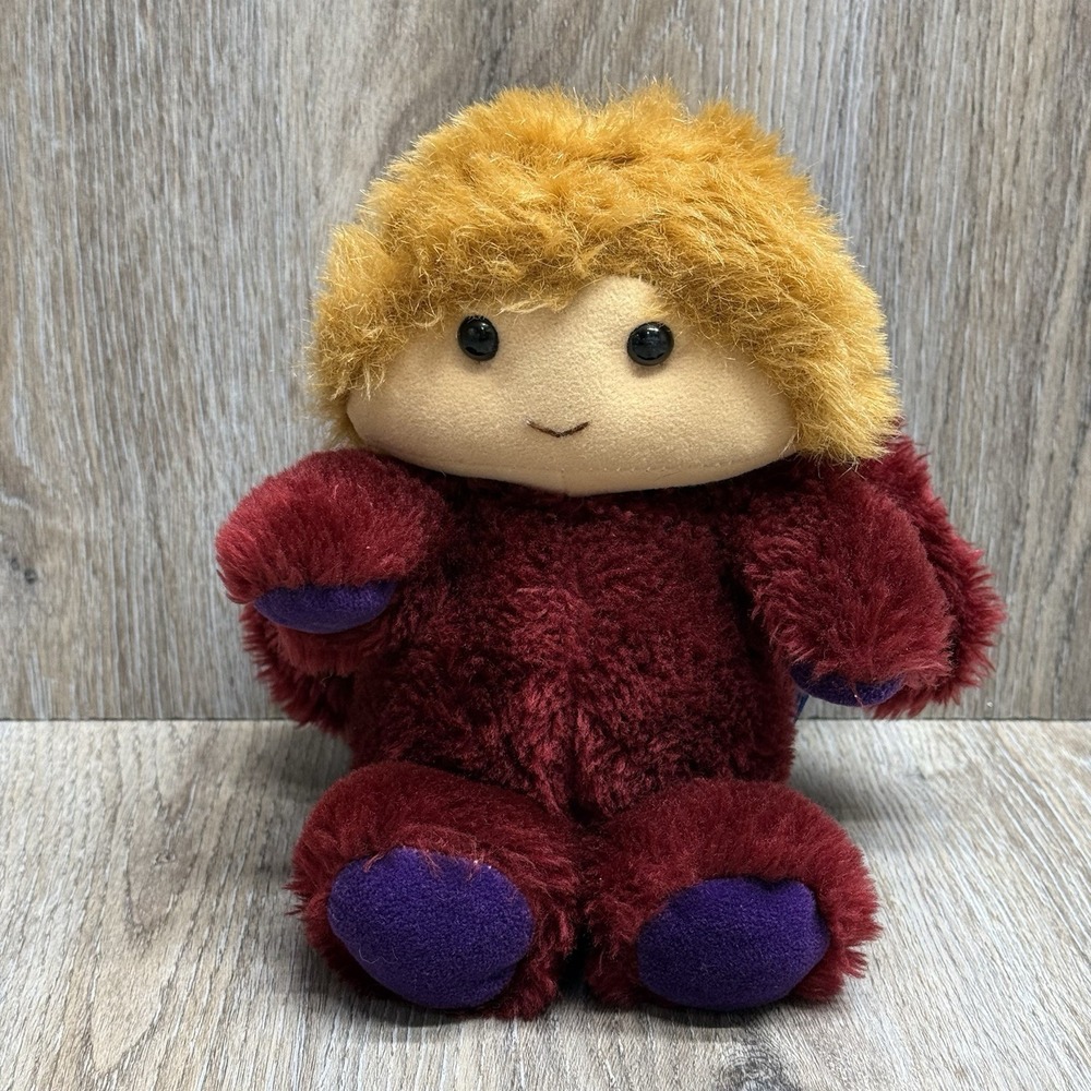 Vintage Carousel Guy 1986 Caveman Elephant Mammoth Plush Toy Burgundy Purple - Picture 2 of 9
